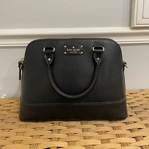 Kate spade black w/ gold hardware cross body purse: 12.5H x 9.5W (5inch bottom)